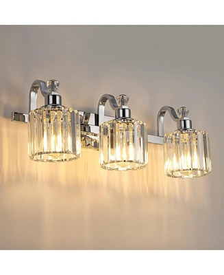 gaomon Light Crystal Vanity Lights for Bathroom,Vanity Light Fixtures Over Mirror Chrome Stainless Steel Vanity Light