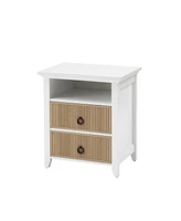 gaomon Nightstand with 2 Drawers and Open Shelf, End Side Table with Wave Pattern, Wooden Bedside Table