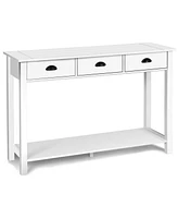 Sugift Wooden Console Table with 3 Drawers and 2-Tier Shelves