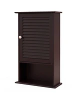Sugift Bathroom Wall Mount Storage Cabinet Single Door with Height Adjustable Shelf-Rustic Brown