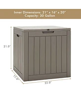 Sugift 30 Gallon Deck Box Storage Container Seating Tools-Light Brown