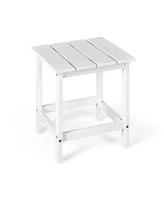 Sugift 15 Inch Patio Square Wooden Slat End Side Coffee Table for Garden-White