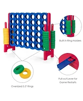 Sugift Jumbo 4-to-Score Giant Game Set with 42 Jumbo Rings and Quick-Release Slider-Red