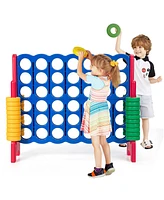 Sugift Jumbo 4-to-Score Giant Game Set with 42 Jumbo Rings and Quick-Release Slider-Red