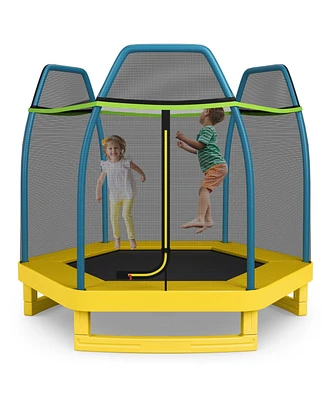7 Feet Kids Recreational Bounce Jumper Trampoline-Yellow