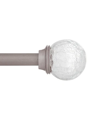 Kenney Walden Decorative Curtain Rod with Elegant Crackled Ball Finials - Adjustable 5/8" Pewter Rod for Versatile Window Treatments