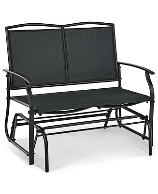 Sugift Iron Patio Rocking Chair for Outdoor Backyard and Lawn-Black