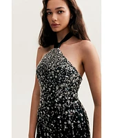 Milla Women's Striking Halterneck Crystal-Embellished Mini Dress, Xo