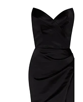 Milla Women's Black Strapless Evening Gown With Thigh Slit