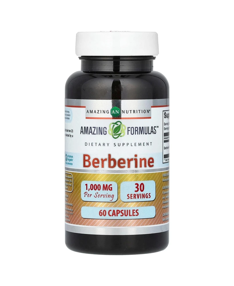 Amazing Nutrition Amazing Formulas Berberine 1000mg Per Serving 60 Capsules Supplement | Non Gmo | Gluten Free