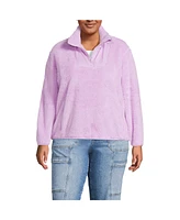 Lands' End Plus Half Zip Cozy High Pile Fleece Pullover