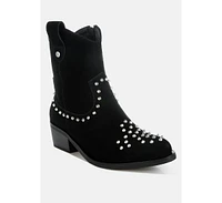 Rag & Co Hira Studs Embellished Cowboy Boots