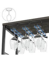 gaomon Wine Bar Cabinet with Detachable Wine Rack, Bar Rack Cabinet with Glass Holder and 1 Drawer, Mesh Door