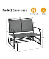 Sugift Iron Patio Rocking Chair for Outdoor Backyard and Lawn-Gray