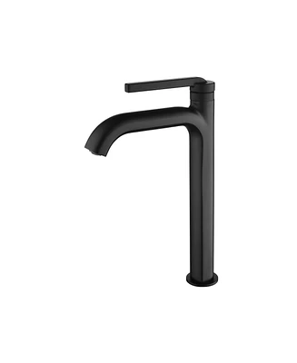 Mondawe Single Handle Single Hole Bathroom Faucet Modern Brass Bathroom Basin Faucets Matte Black