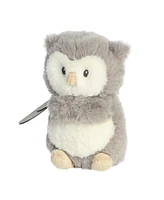 ebba Small Owlet Rattle Eco Eco-Friendly Baby Plush Toy Gray 6"