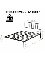 gaomon Bed Frame With Headboard, Metal Platform Bed Frame With Storage, No Box Spring Needed