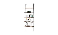 Slickblue Industrial Wall-Mounted Bookcase 5-Tier Open Ladder Shelf with Metal Frame for Stylish Storage