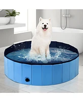 Gouun 63 Inch Foldable Leakproof Dog Pet Pool Bathing Tub Kiddie Pool for Dogs Cats and Kids