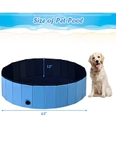 Gouun 63 Inch Foldable Leakproof Dog Pet Pool Bathing Tub Kiddie Pool for Dogs Cats and Kids