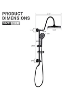 Mondawe Matte Black Shower Faucet with 2-Function 10 Inch Rainfall,Massage,Full Spray Shower Head