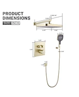 Mondawe Brushed Gold 12Inch 2-Functiom Shower Faucet System Set with Rough-in Value