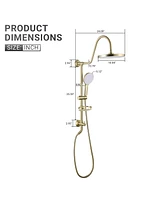 Mondawe Brushed Gold Shower Faucet with 2-Function 10 Inch Rainfall,Massage,Full Spray Shower Head