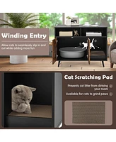 Gouun Cat Litter Box Enclosure with Storage Compartments and Pet Scratcher