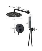 Mondawe Matte Black 10 Inch Round Bathroom Shower Combo Set