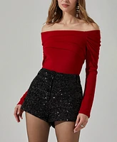 Astr the Label Women's Everette High-Rise Sequins Shorts