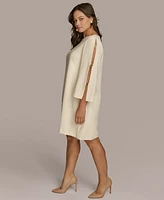 Donna Karan New York Plus Boat-Neck Embellished-Slit-Sleeve Dress