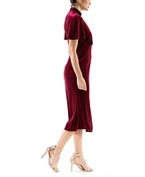 julia jordan Women's Velvet Mock-Neck Flutter-Sleeve Dress