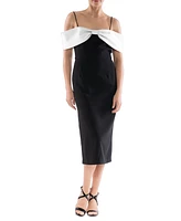 julia jordan Women's Bow-Neck Strappy Midi Dress