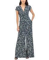 Vince Camuto Women's Printed Twist-Front Wide-Leg Jumpsuit