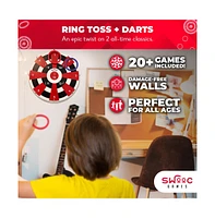 Swooc Hook Darts Ring Toss Game Wood Board & Soft Rings 20+ Games Included For Kids & Adults Dart Board Wall Mount Games