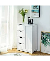 Sugift 4 Drawers Bathroom Storage Cabinet, White