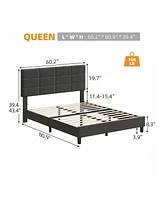 gaomon Platform Bed Frame, Linen Upholstered Bed Frame, Wooden Slats Support, No Box Spring Needed