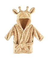 Hudson Baby Infant Plush Animal Face Bathrobe, Giraffe, 0-9 Months