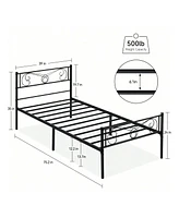 gaomon Metal Platform Bed Frame With Headboard And Footboard, Steel Slat Support Mattress Foundation