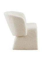 Modern Accent Chair White Single Sofa Chair, Upholstered Side Chair Teddy Comfy Chair for Dining Room/Bedroom/Living Room/Reception-Off White-1PC