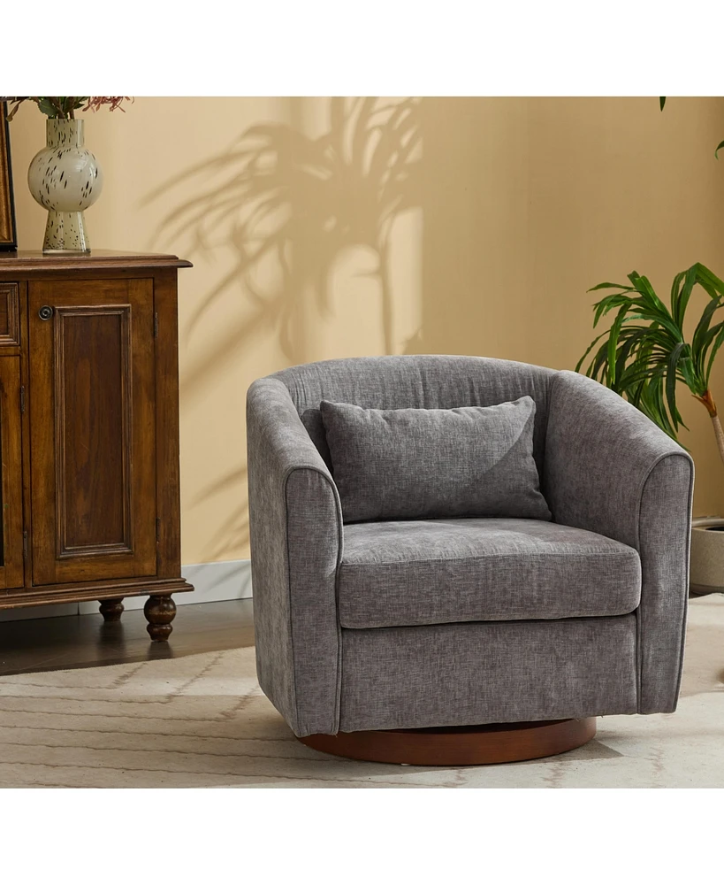 Streamdale Furniture Swivel Accent Chair for Living Room, Sofa Chairs with Wood Base Side, Comfy Swivel Accent Chair with Wide Upholstered