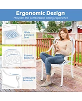 Costway 2 Pcs Patio Cast Aluminum Dining Chairs Armrests Outdoor Stackable