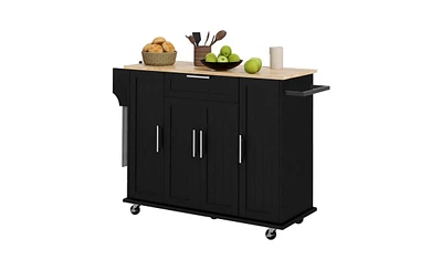 Slickblue Black Kitchen Cart and Storage Cabinet for Stylish Organization and Functional Kitchen Storage