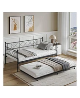 gaomon Twin Size Daybed Frame Heavy Duty Metal Slats Mattress Foundation Platform Sofa Bed With Headboard For Bedroom, Living Room, Guest Room