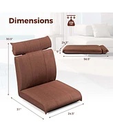Costway Folding Floor Chair with 14-Poistion Adjustable Backrest Adjustable Headrest