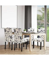 Gymax Set of 2 Tufted Dining Chair Upholstered Nailhead Trim Rubber Wooden Leg