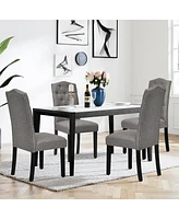 Gymax Set of Tufted Dining Chair Upholstered w/ Nailhead Trim & Rubber Wooden Legs