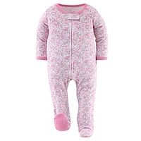 The Peanutshell Floral Love Footed Baby Sleepers for Girls, 3 Pack