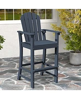 Costway Outdoor Hdpe Bar Height Stool Patio Tall Chair Armrest Footrest All Weather