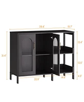 gaomon Buffet Sideboard Cabinet, Wooden Storage Cabinet with Glass Doors